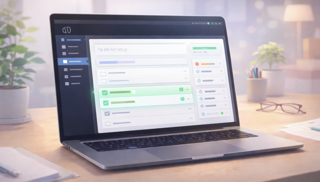 Setting up an interactive to-do list inside the WordPress admin dashboard during the initial configuration process
